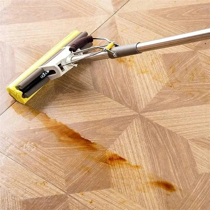 Butterfly Head Floor Cleaner - Magic Mop - Stainless Steel Telescopic Handle - Absorbent Sponge Mop Home